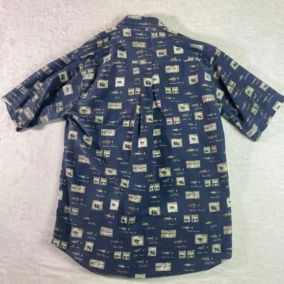 Vintage Woolrich Short Sleeve Shirt‎ Button Up Fish Design Men’s Size Large USA - Picture 5 of 5
